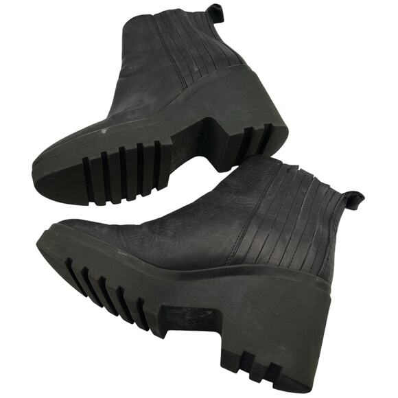 Eileen Fisher Womens 8 Kat Leather Platform Ankle Boots Booties Black 3" Heel - Picture 11 of 13